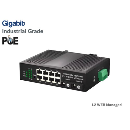 Managed L2 Gigabit IND PoE 8 Port + 2SC Uplink Managed L2 Gigabit IND PoE 8 Port + 2SC Uplink
