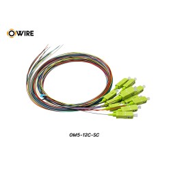 Pigtail 12 Core SC MM OM5 0.9mm ยาว 1.5 เมตร Pigtail 12 Core SC MM OM5 0.9mm ยาว 1.5 เมตร