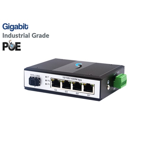 Gigabit Industrial PoE 4 Port + 1 SFP Uplink Gigabit Industrial PoE 4 Port + 1 SFP Uplink